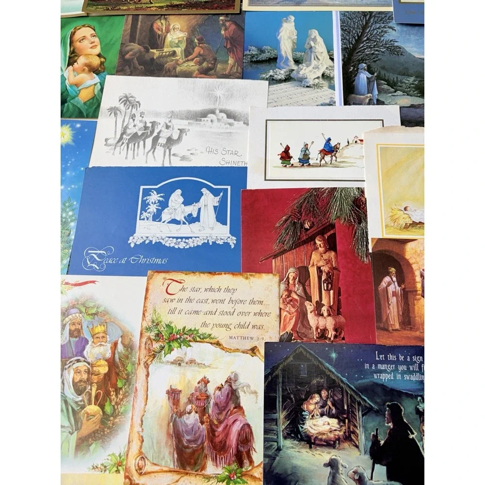 Vintage Christmas Cards Fronts ONLY Nativity Scrapbooking Crafts Lot of 50+